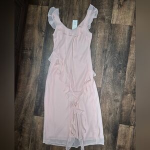 a new day Light Pink Ruffle Midi Dress